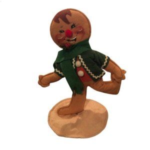 Vintage 1994 Annalee Gingerbread Man Doll 10" Christmas Felt Figure Green Jacket